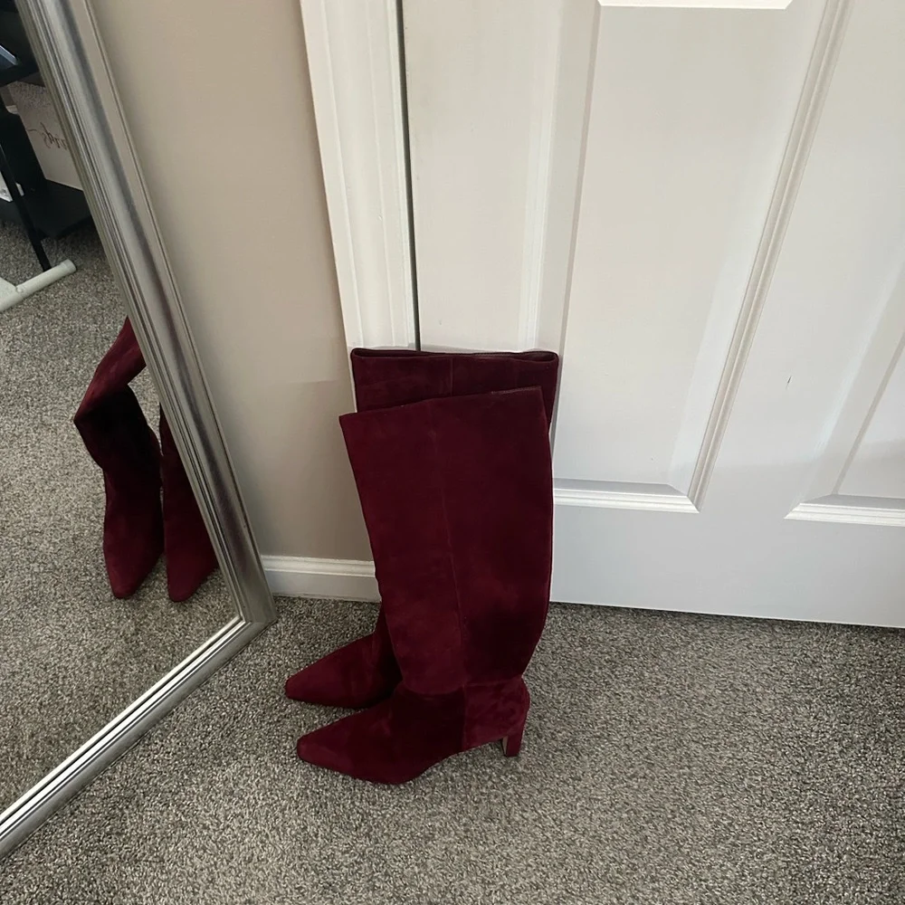 Sam Edelman Burgundy Suede Pointed Toe knee high Boots - Picture 4 of 4